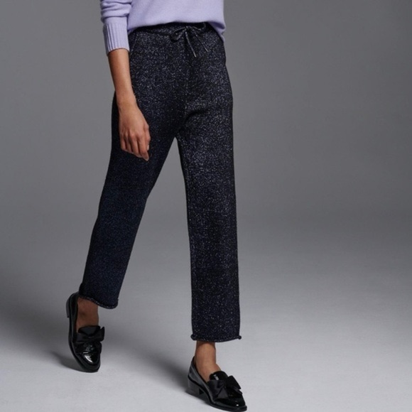 Anthropologie Knit Metallic Sparkle Pant Sz L - Picture 1 of 9